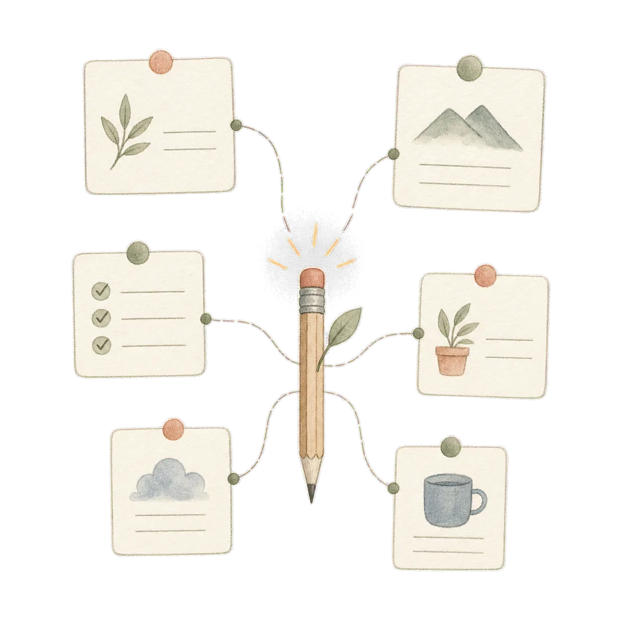 Hand-drawn automation spark and organised notes