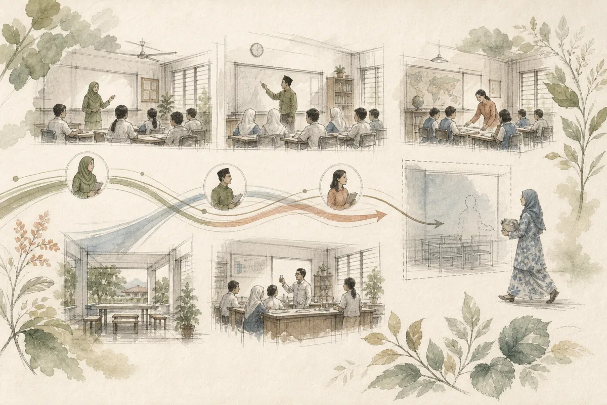 Teacher and administrator coordinating class coverage at a tuition centre