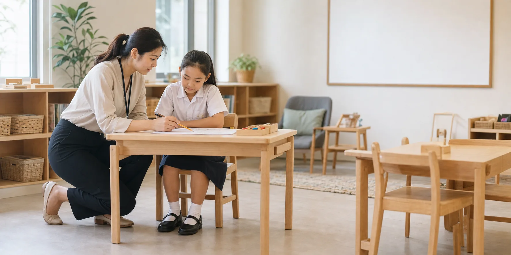 Teacher helping a student with their work