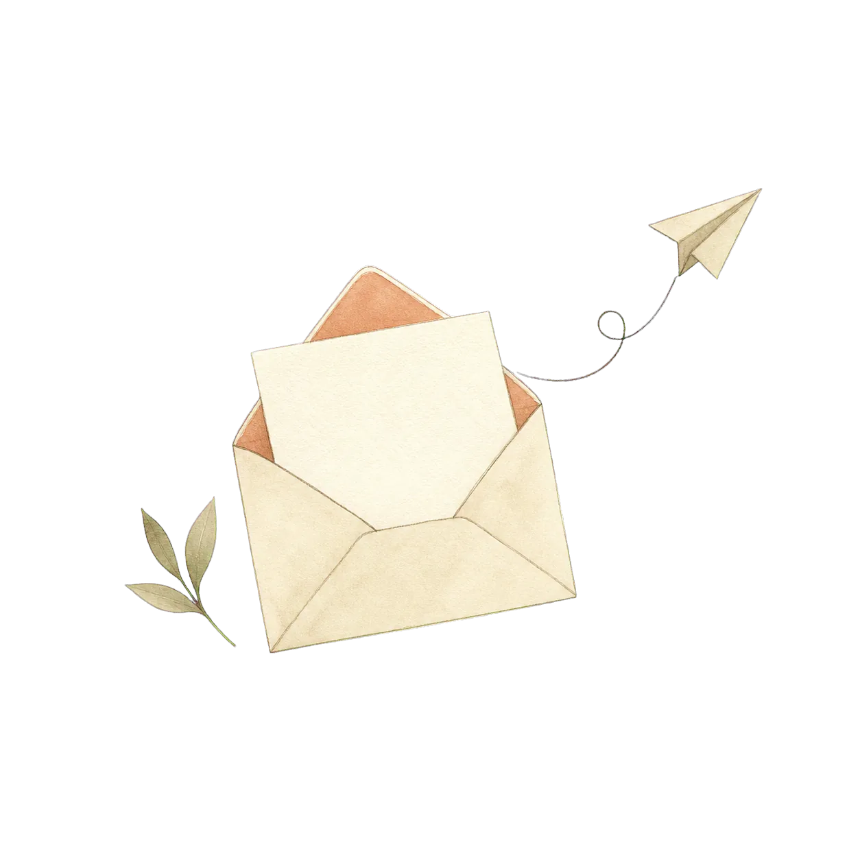 Hand-drawn envelope and paper airplane for parent updates